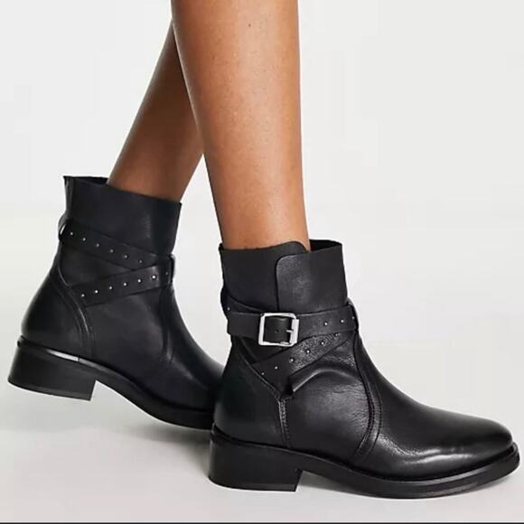 Allsaints Carla Leather Buckle Boot - Picture 1 of 16